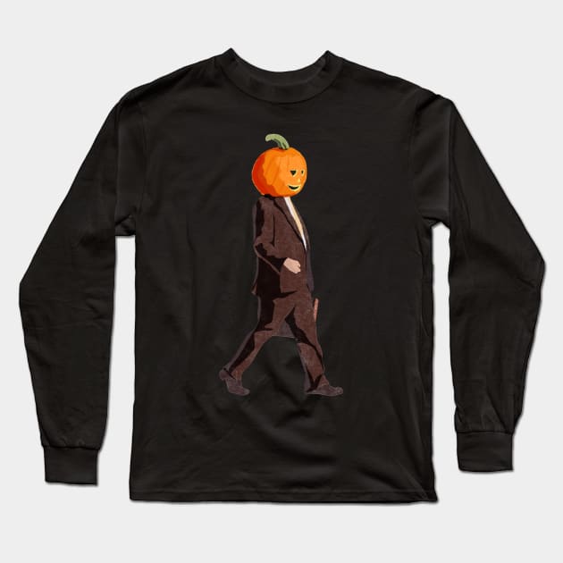 Dwight Schrute with a Pumpkin Head Long Sleeve T-Shirt by StrayArte